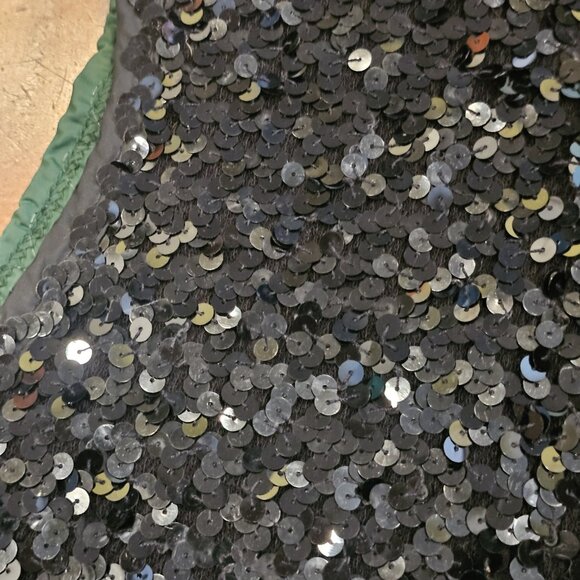 VTG 90s Sequins Dance Performance Tank Shirt Stretch Black Green Sz L Recital - Picture 6 of 10